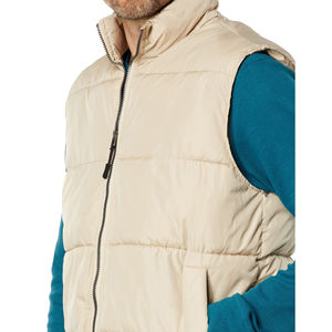 Custom Casual Men's Canvas Puffer <b>Vest</b> Polyester Wadding Filling Lightweight Anti-UV <b>Heated</b> Breathable Bubble Packable Pockets - Product Image 2