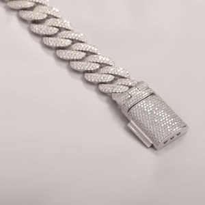 Collier rappeur à chaîne cubaine Miami 22 pouces chaîne à maillons cubains de style Hip Hop et chaîne Moissanite coupe ronde en argent sterling 925 - Product Image 3