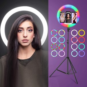 14 \ "RGB anello di luce con supporto per treppiede da scrivania 3 porta cellulare 18 effetti dimmerabili per tutti i modelli di telefono per lo Streaming Live - Product Image 2