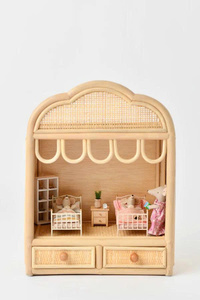 Mini escenario encantador de Teatro de muñeca de ratán Natural hecho a mano para un juego imaginativo adecuado para juguetes de niños - Product Image 3