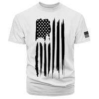 T-shirt unisexe à manches courtes en coton mélangé polyester, motif drapeau américain patriotique, écologique, séchage rapide, respirant, logo personnalisé, toutes tailles