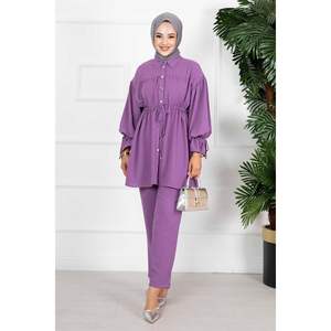 Ensemble de hijab 2 pièces princesse Aerobin lilas motif de tissu costume décoré - Product Image 2