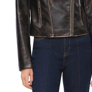 Diseñe sus propias chaquetas de moda de cuero Chaqueta de cuero genuino de mujer de alta calidad al mejor precio Chaqueta de cuero de manga larga - Product Image 6