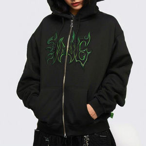 Sudadera Personalizada para Mujer, Corte Holgado, Estilo Vintage, Manga Larga, Felpa Francesa, Estampado de Letras, Bordado, Cierre Frontal con Cremallera y Logo para Invierno - Product Image 4