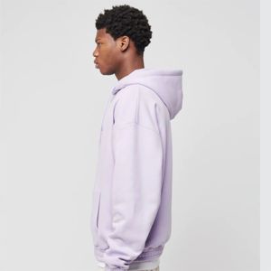 Men's Thick Fleece 100% Cotton French Terry Oversized Hoodie Embossed Hoody Heavyweight Plain Blank Custom Hoodies With String - Product Image 4