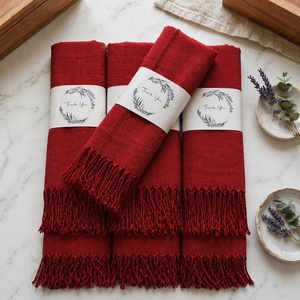 Red Pashmina <b>Shawls</b> Wedding Party Bridal <b>Wraps</b> Large Scarfs for Women Long Fashion Solid <b>Shawl</b> - Product Image 4