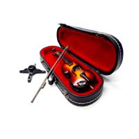 Violon miniature en résine avec étui rigide pour décoration intérieure et objets de collection, thème musical, hauteur 18 cm