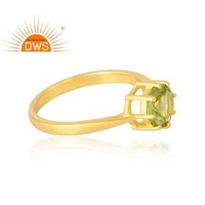 Latest Selling <b>925</b> Sterling <b>Silver</b> 18K Gold Plated Natural Peridot Gemstone <b>Ring</b> Prong for Certified Demi Fine Jewelry - Product Image 4