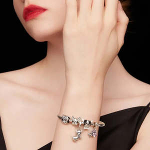 สร้อยข้อมือสแตนเลสสตีลชุบทอง 18K ลายการ์ตูนศาสนาประดับเพชรโมอิสซาไนต์ สำหรับสุนัข เป็นของขวัญ - Product Image 2
