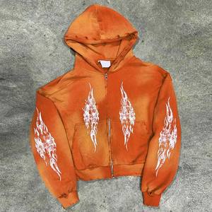 Service OEM Fabricant Personnalisé – Sweat à Capuche Zippé en Polaire Épaisse, Effet Vieilli et Délavé à l'Acide, 100% Coton, Idéal Hiver - Product Image 2