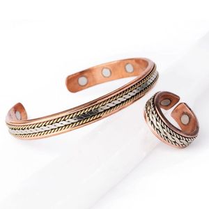 8.0mm Classical Adjustable Pearl Bracelets & <b>Bangles</b> Pure <b>Copper</b> Cuff with Magnetic Heart Shape Trendy Style for Gift - Product Image 5