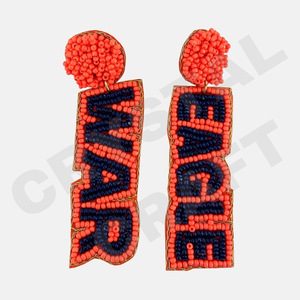 Vingt-trois Vintage Designer perlé boucles d'oreilles pour femmes patriotique Orange blanc bleu couleur pour les mariages Memorial Day - Product Image 6