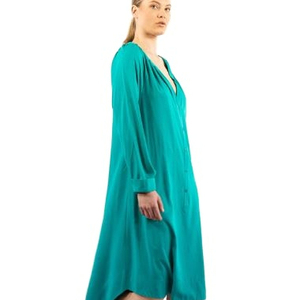 ชุดเดรสลำลองสำหรับผู้ใหญ่ผ้าโพลีเอสเตอร์ย้อมสีล้วนแขนยาวคลุมเข่าชุดเดรสลำลองแฟชั่นแบบกำหนดเองใหม่สำหรับฤดูร้อน - Product Image 1