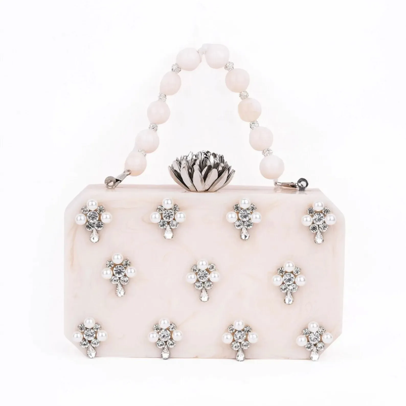 Luxus-Diamant-Perlen-Hochwertige Abendtaschen Mode Blumen Bankett Party-Clutch-Geldbörse Glitter Abend-Clutch-Handtasche für Mädchen