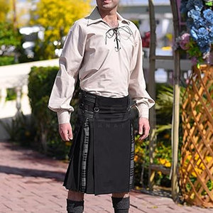 Venta caliente al aire libre Durable Color sólido tejido a cuadros auténtico directo de fábrica para hombre Festival suave acrílico escocés Festival Kilts - Product Image 5