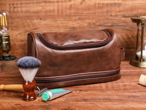 Kit de cuero Dopp, bolsa de doble compartimento para hombres, neceser de viaje, regalos de Navidad para él, papá, novio, - Product Image 6