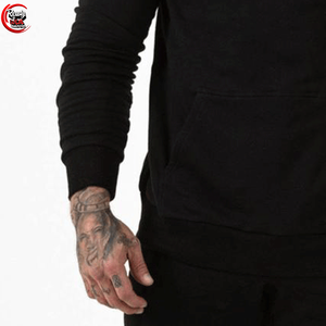 Pull à capuche d'hiver en molleton de polyester pour hommes 400gsm 100% coton teint uni sans ficelles design de poche imprimé motif solide - Product Image 4