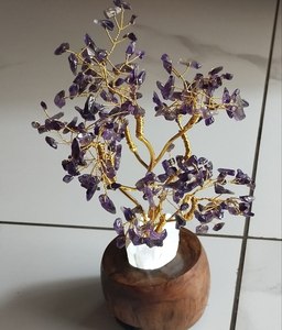 Natural Crystal Point Amehtyst Lámpara de luz nocturna Árbol del dinero de India Khambhat - Product Image 1