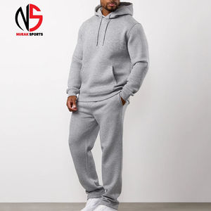 ชุดวอร์มผู้ชายแบบใหม่ ดีไซน์โลโก้สั่งทำ สีเทาอมม่วง  เสื้อฮู้ดดี้และกางเกงจ็อกเกอร์ทรงตรง ผ้าฝ้ายฟลีซ ทรงหลวม สไตล์ลำลอง  ที่นูรัก - Product Image 1