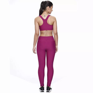 Hot Style <b>Women's</b> Yoga Fitness Bra and <b>Tights</b> 2-Piece Set with Solid <b>Pattern</b> and Front Logo for Pilates and Yoga Training - Product Image 4