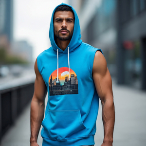 Sublimación Gym Wear Sin mangas Tank Hood Hombres Entrenamiento Fitness Tank Top Pullover Sublimación personalizada Singlet Top Hombres - Product Image 3