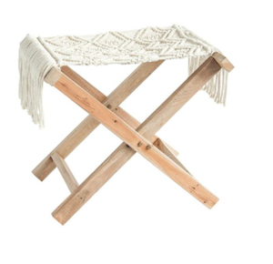 Tabouret en macramé noué pliable tissé à la main pour décoration de maison élégante pour la Console d'incrustation d'os de salon - Product Image 3