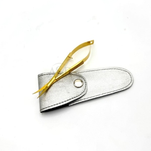 Ciseaux de manucure russe en acier inoxydable plaqué or avec logo personnalisé double action pour les sourcils et les sourcils - Product Image 6