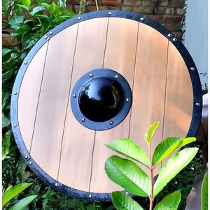 Escudo Redondo Vikingo de Madera Pulida de 24 Pulgadas, Antiguo, Resistente, Listo para Batalla, Cosplay, Escudo de Dragón, Artesanía Calvin - Product Image 4