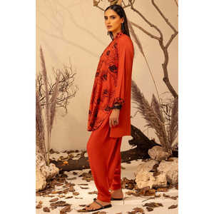 ชุดเสื้อและกางเกงผ้าซาตินขนสัตว์ปักลายอะคริลิคสีน้ำตาลคุณภาพสูงสำหรับผู้หญิง แขนสามส่วน ชุดเดียวสำหรับฤดูหนาว - Product Image 2