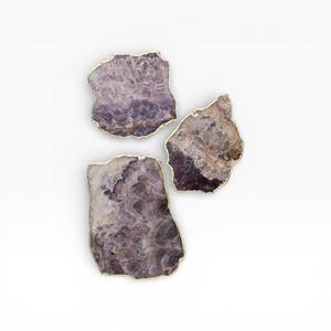 Ensemble de dessous-de-verre en agate rose pâle, gris et lavande avec bordure dorée pour un style élégant et luxueux de la maison et du bureau - Product Image 5