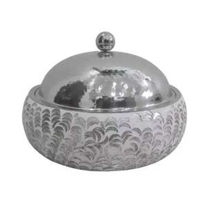 Pot de stockage et de service Chapati de conception de corde de vente chaude avec un couvercle en métal élégant parfait pour une utilisation professionnelle de restauration - Product Image 3