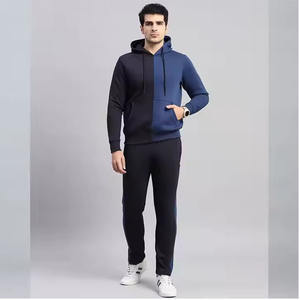 Costume pantalon à épaules tombantes en coton surdimensionné personnalisé pour hommes Streetwear vierge Ensemble pantalon à capuche bicolore survêtements pour hommes - Product Image 4