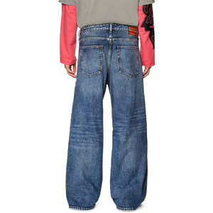 High Quality <b>Mens</b> Casual Baggy <b>Jogger</b> side strap Custom Loose Fit Street Wear <b>Jeans</b> Distressed Washed Denim Solid Pattern Summer - Product Image 2