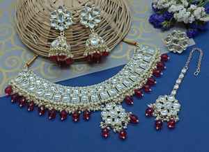 Indian Traditional Kundan Silver Plated Jewellery Set and Copper Necklace Set for Women & <b>Girl</b> Indian <b>Accessories</b> Jewlery Women - Product Image 4