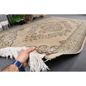 Alfombra turca Vintage clásica Beige verde 6,1X9,8 pies área grande Patchwork lana con respaldo de látex para dormitorio o pasillo - Product Image 5