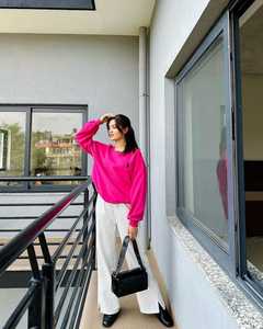 Personnalisé Color Block Sweatshirt Streetwear Lourd Polaire Pull Ras Du Cou Sweatshirts Femmes - Product Image 1