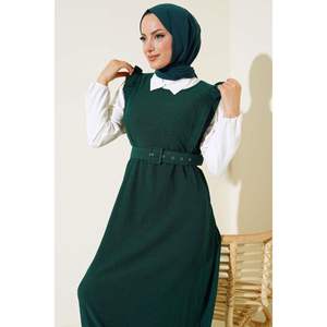 Robe ceinturée en crêpe Ensemble 2 pièces Émeraude - Product Image 4