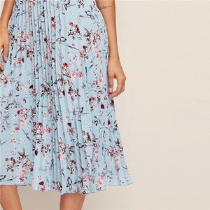 Vestido Bohemio de Verano con Estampado Floral, Cuello en V, Sin Mangas, Plisado, Cintura Imperio, Estilo Envolvente, Línea A, en Chifón - Product Image 6