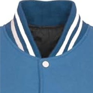 Veste de sport premium pour homme en acier bleu, authentique, style Letterman, avec bordure côtelée rayée - Product Image 3