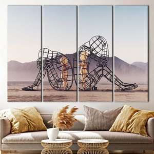 ภาพพิมพ์บนผ้าใบสำหรับคู่รัก: ภาพสองคนที่กำลังมองกลับไปที่ Burning Man,4P: ภาพพิมพ์แบบห่อหุ้มสำหรับแกลเลอรี - Product Image 1