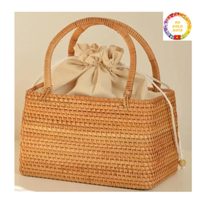 Bolso de mano de mimbre de diseño personalizado, bolso de hombro de paja tejido bordado a mano para mujer, moda de estilo Vintage de verano - Product Image 3