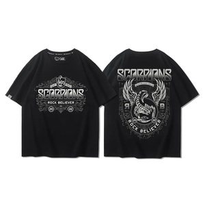 T-shirt à manches courtes Scorpions allemands Hommes et femmes Summer Heavy Metal Rock Print Crew Neck Half Sleeve - Product Image 4