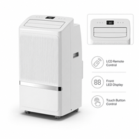 Climatiseur portable pour la maison R290 Classe A, faible bruit, télécommande tactile LCD, 3 vitesses de ventilateur, minuterie 24h