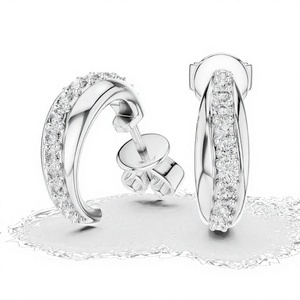 Pendientes de Aro con Moissanita de Corte Redondo y Pavé en Plata de Ley 925 - Product Image 1