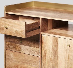 ตู้ไม้มะม่วงที่เป็นของแข็งดีไซน์แบบนอร์ดิกสีทองธรรมชาติขาเรียว3ลิ้นชักเปิดชั้น2ประตูห้องนั่งเล่นรับประทานอาหาร - Product Image 3