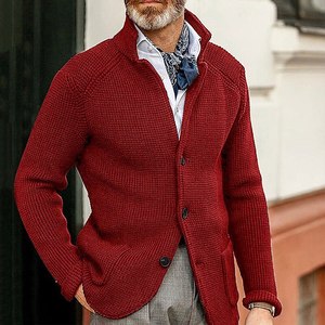 Pull en coton tricoté uni à manches longues décontracté pour hommes et femmes européens et américains, vêtements d'extérieur de couleur unie - Product Image 6
