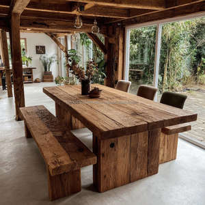 Handmade Modern Rustic Square Solid <b>Wood</b> <b>Dining</b> <b>Table</b> Eco-Friendly Elegant Farmhouse Kitchen Furniture for Country Home Hotel - Product Image 4