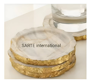 Sous-verres à thé ronds de luxe et tapis de vin personnalisé feuille d'or pour la maison hôtel villa utilisation commerciale conception unique - Product Image 1