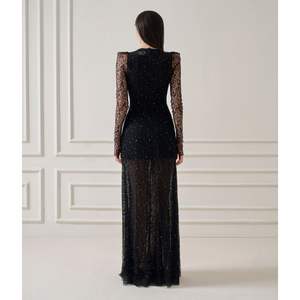 Vestido largo de mujer personalizado de doble capa de lujo de alta calidad VERA EMB AURORA VESTIDO DE ENCAJE Vestido informal con etiquetas personalizadas - Product Image 4