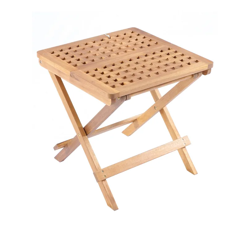 Foldable side Table Acacia Wood Natural Color Square Coffee Side Table New Design Simple Portable